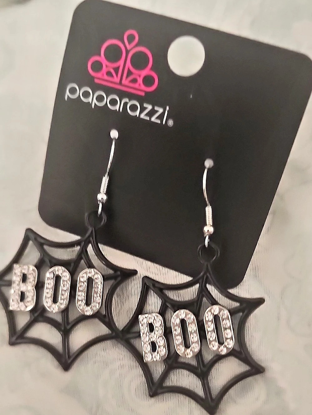 paparazzi BOO Thing Spiderweb Earrings Black & Silver